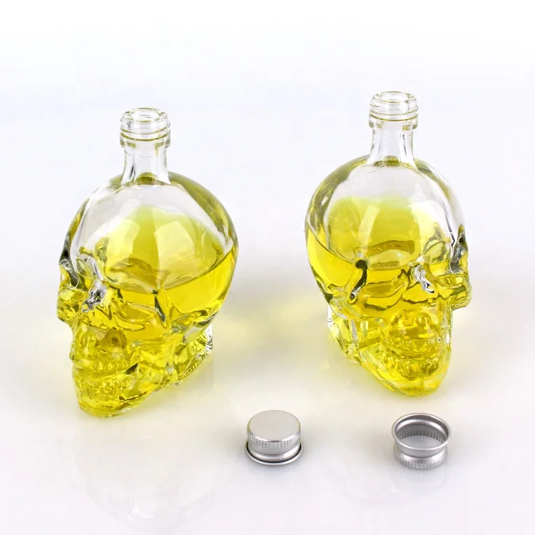 
110ml crystal skull clear glass bottle with screw lid for wine bottle 