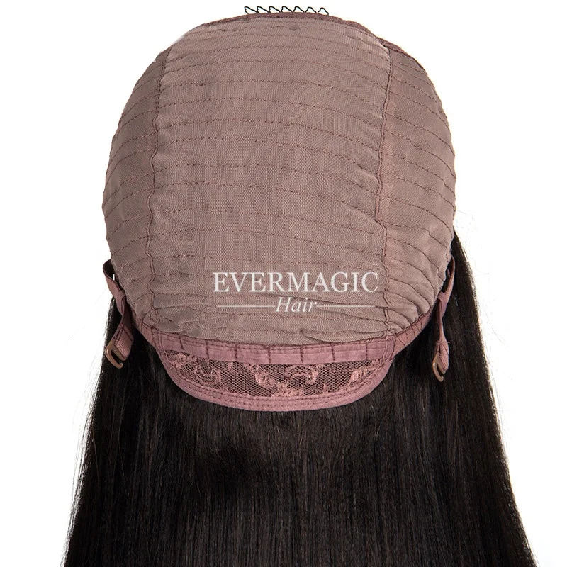 
Evermagic Human Hair Wigs Italian Light Yaki Straight U Part Wig Middle Openning 2*4 Brazilian Natural Remy Hair Medium Cap 