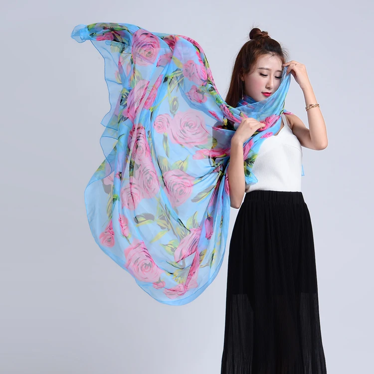 Fashion Sexy Picture Women Real Silk Scarf Wholesale