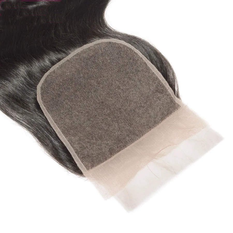 Manka Body Wave Remy Hair Weave 4x4 Silk Base  Lace Closure Swiss Lace With Baby Hair