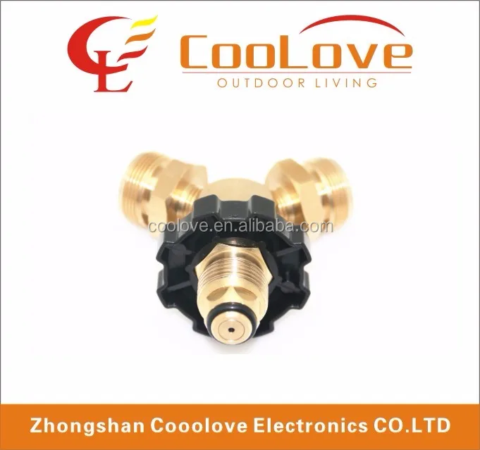 connect two appliances to one cylinder propane y type male adapter with handwheel
