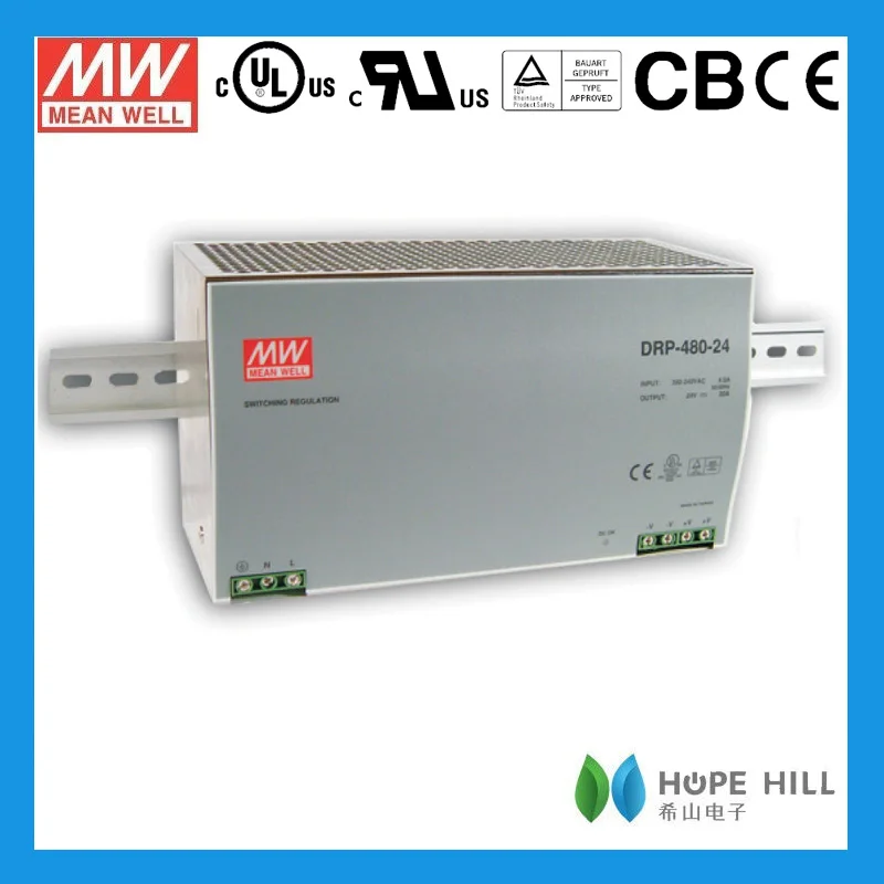 Оригинальный бренд MEAN WELL представляет 480W один выход Промышленные на din-рейку с функцией PFC DRP-480-48