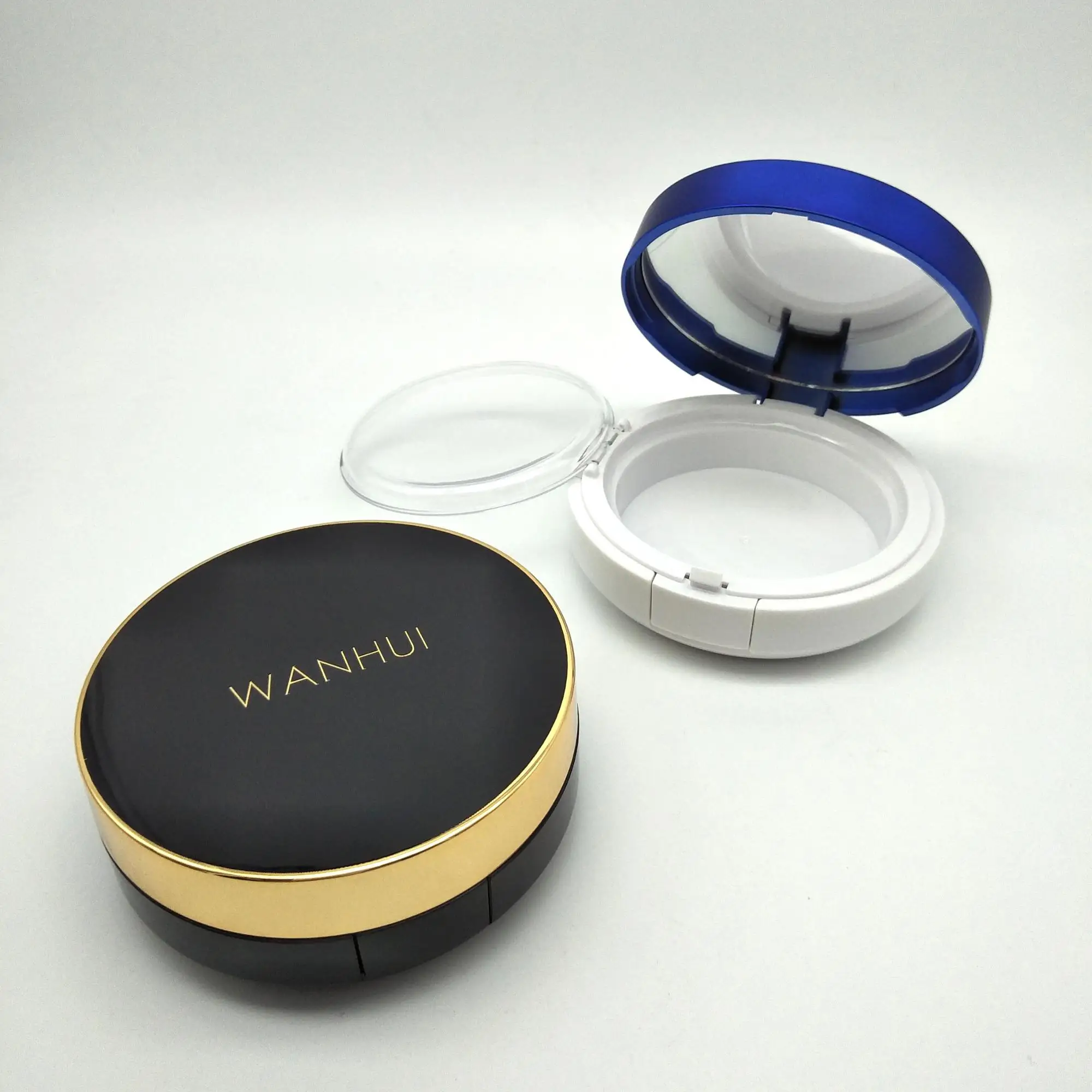 
High Quality Round Empty Compact Powder Container Pressed Powder Case Plastic Personal Care UV Coating Accept Aseptic 