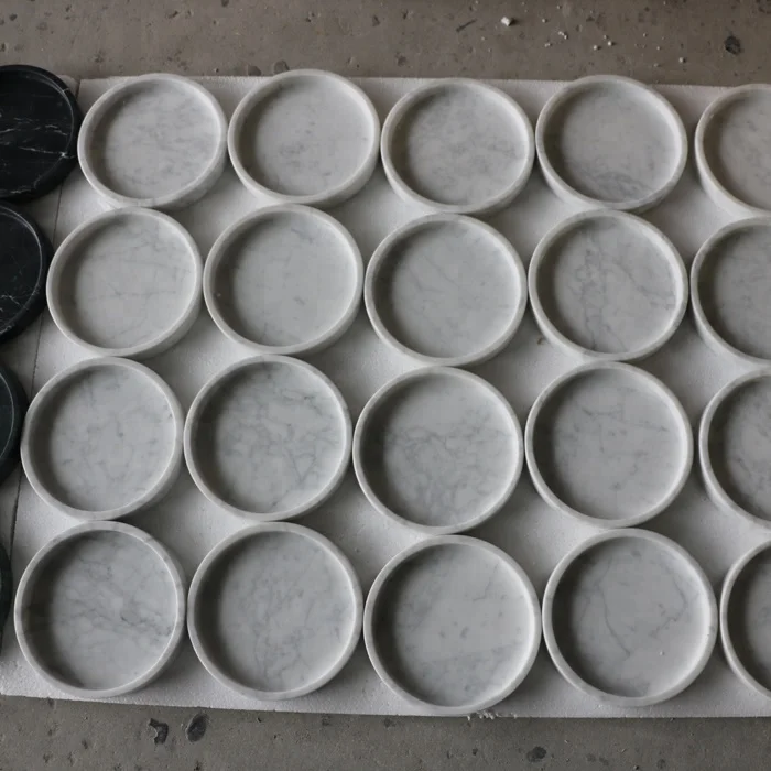 Luxury Carrara white marble square tray