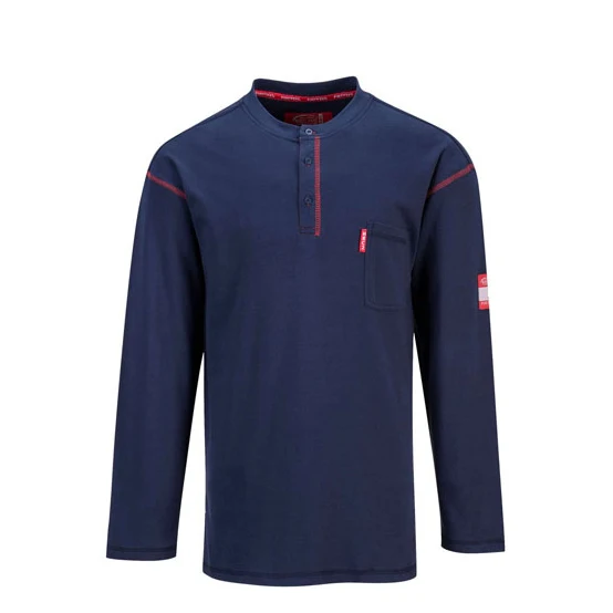 Wholesale Cotton Flame Resistant Long Sleeve FR Work safety jersey tee Shirt