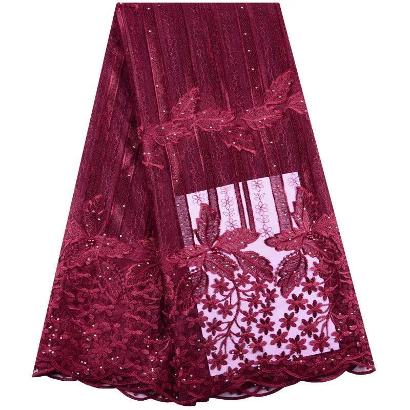 Sky Blue Nigerian Lace Fabric Dubai Embroidered French Tulle Lace Latest African Lace Fabric 2019 With Stones And Beaded 1430