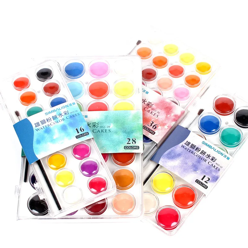 
water color artist paint cake 12/18/24/36 assorted watercolor field sketch set with brush 