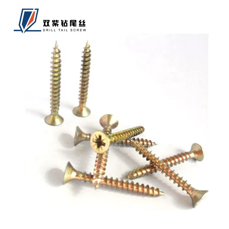
China Wholesale Self Tapping Chipboard Screw C1022 Yellow Zinc Plated 