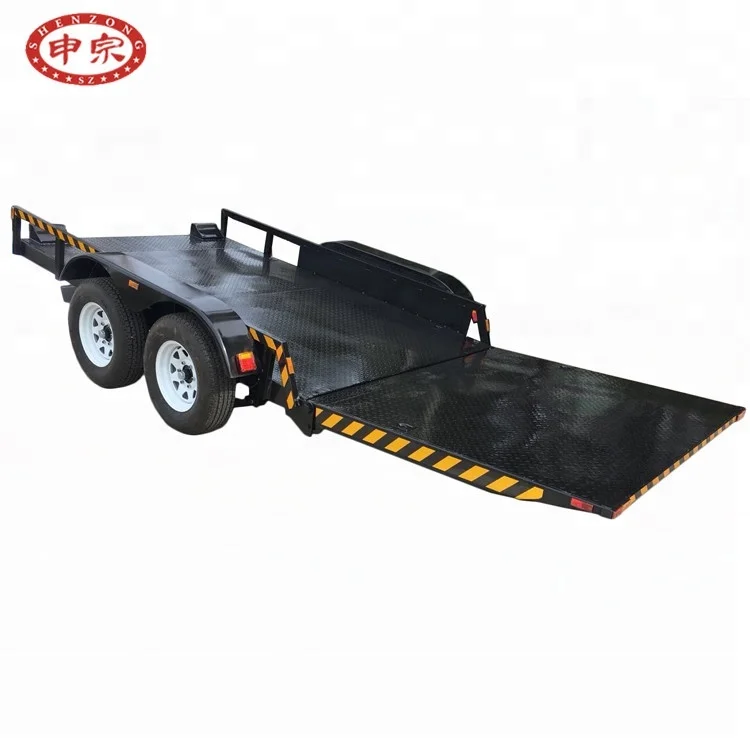 GTM 3500kgs hydraulic tilt car towing trailer forklift truck trailers with ramp