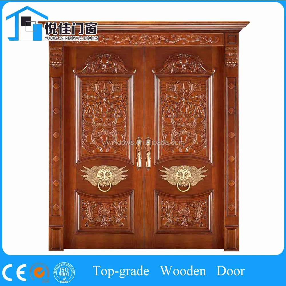 Double solid wood carving main door on good price