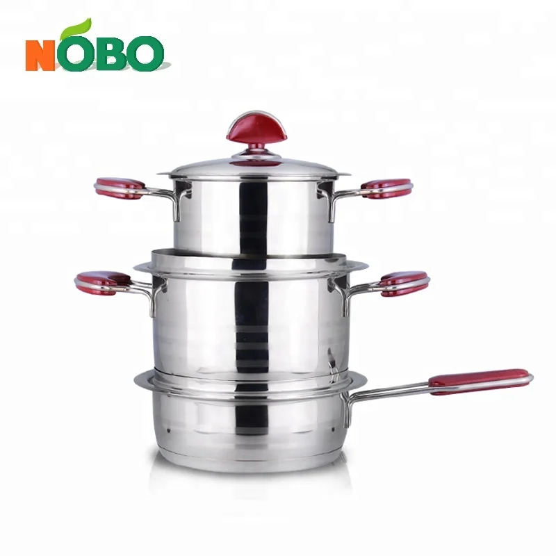 High Quality Healthy Kitchen Accessories Stainless Steel Pots And Pans Set with Steel Lid
