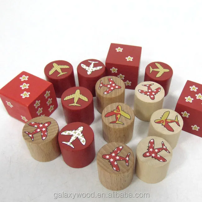 Custom  cylinder  shape wooden board game tokens  with different size and color
