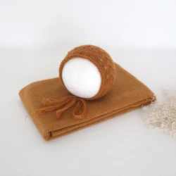 Wrap set Baby Knit Swaddle Wrap Baby Girl Photography Props Textured Cotton Baby knit mohair hat props