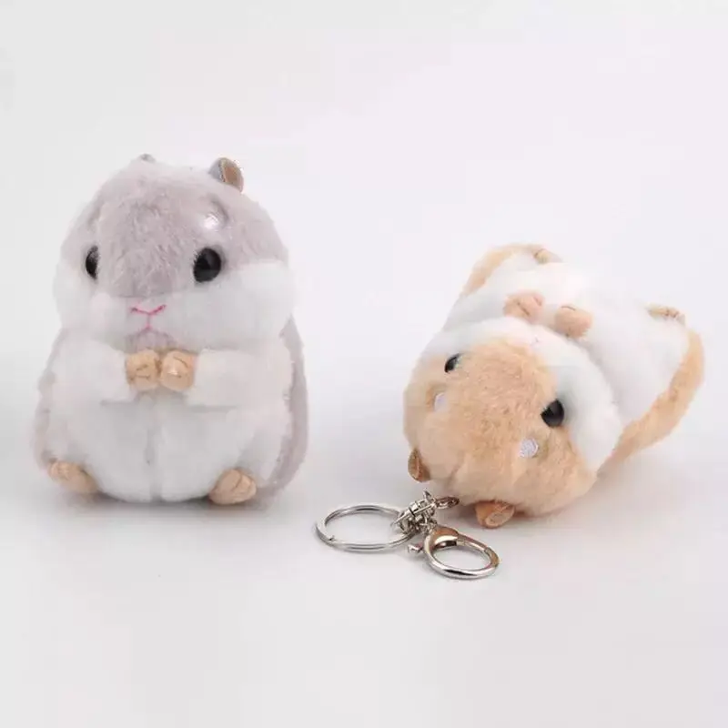 Мини брелок для ключей в виде хомяка, помпоны из искусственного кроличьего меха, пушистые безделушки, подвеска для автомобильной сумочки, брелок, кольцо-держатель