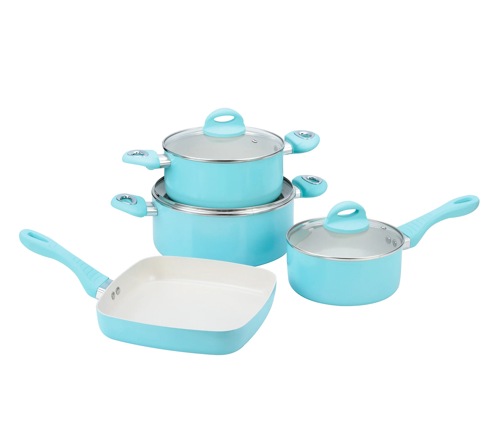 ECO-Friendly Aluminum Alloy ceramic coating cookware sets with cd bottom