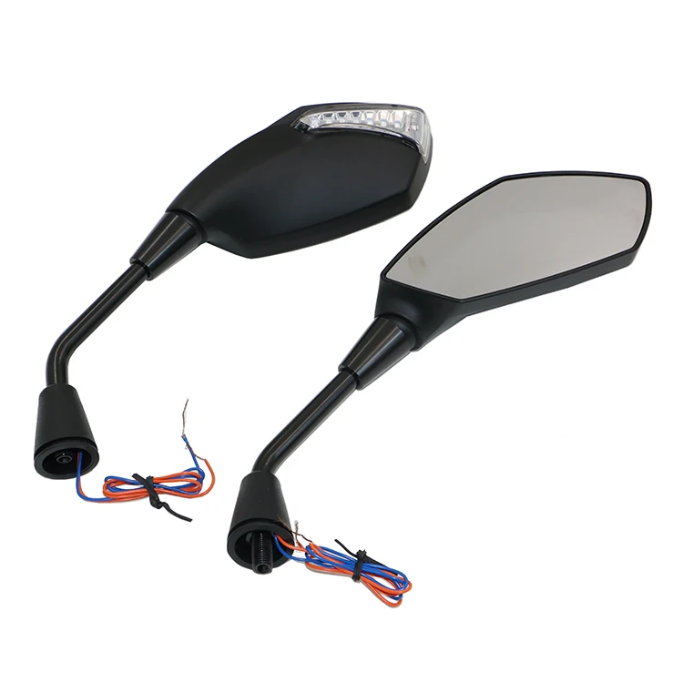 
Universal Black Motorcycle Rearview Mirror With Light & E-Mark Certification 