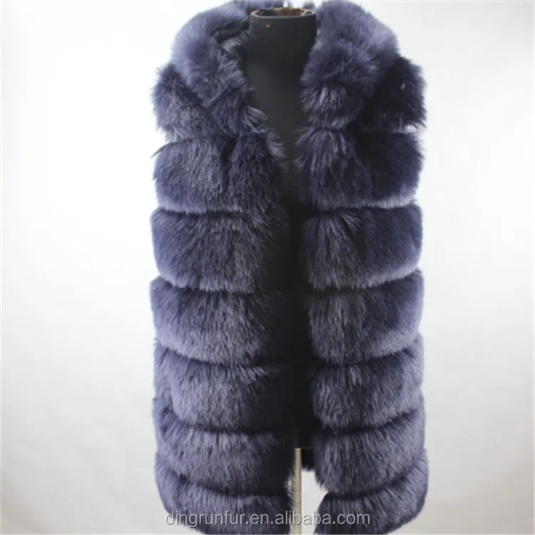 
Top Quality 100% Polyester faux fur fabric Waistcoat Hooded Fake Fur Vest 