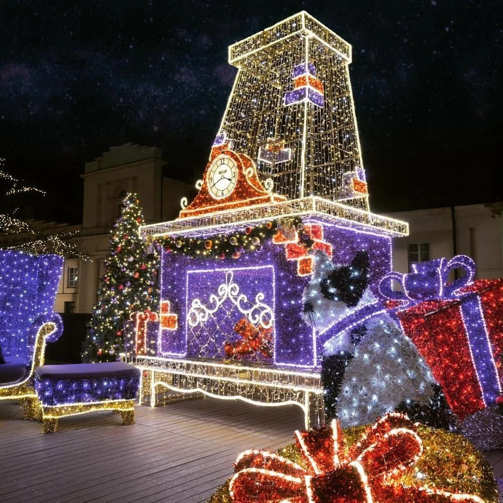 Christmas Fireplace decorations giant outdoor christmas motif lights
