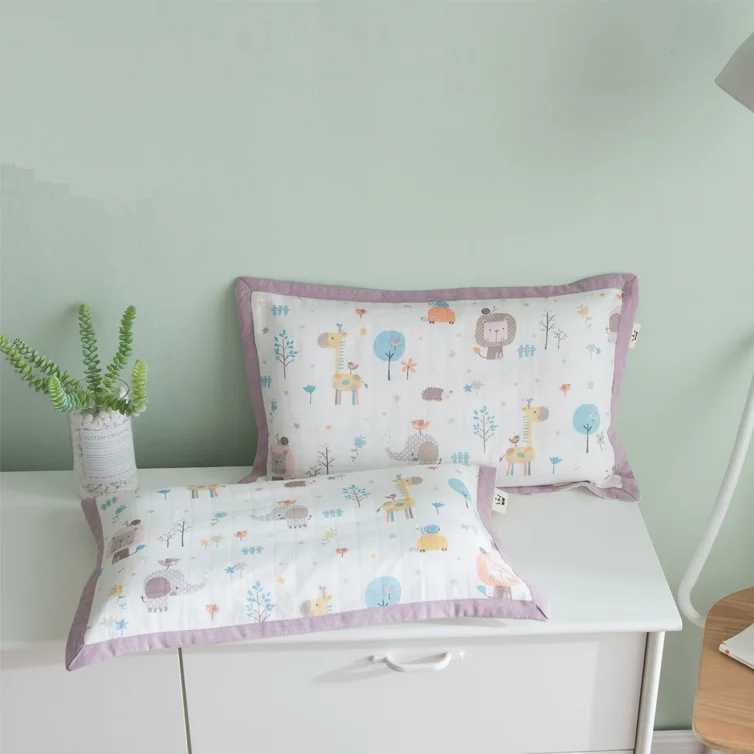 Wholesale Pillowcase for Baby Kids Toddler 100% Musin Cotton 2 Layer High Quality