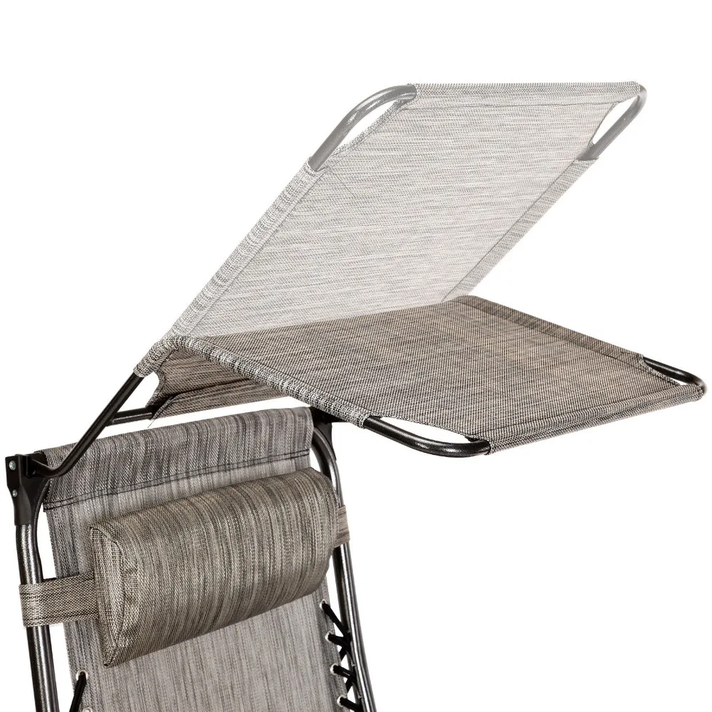 Set of 2 Outdoor Zero Gravity Chair Reclining Lounger with Sun Shade and Headrest