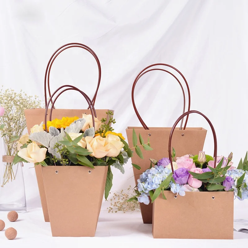 
Wholesale waterproof kraft paper Flower Carry Bag 