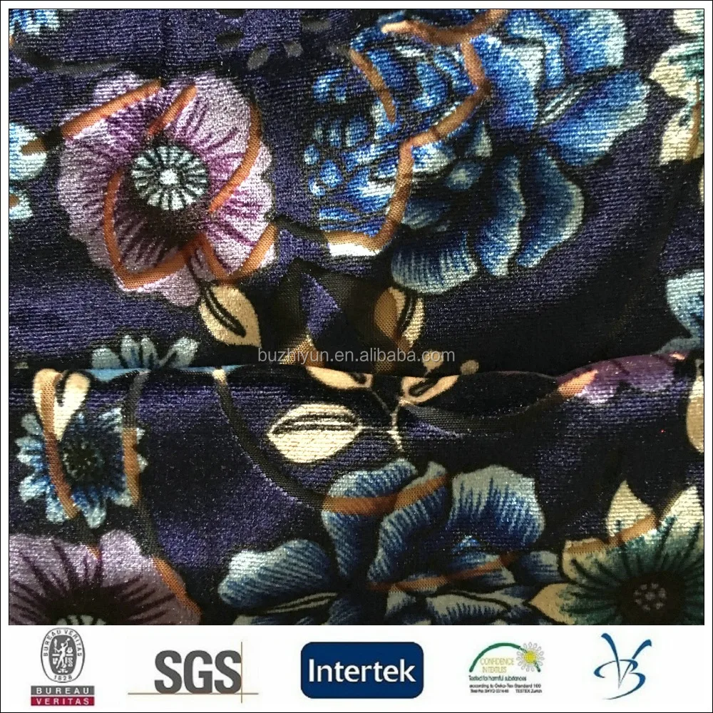excellent quality stretch kawaii floral print burn out super soft micro velvet