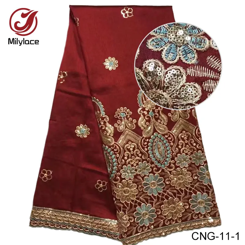 New arrive african embroidery wedding dress george fabrics lace wholesale with sequins