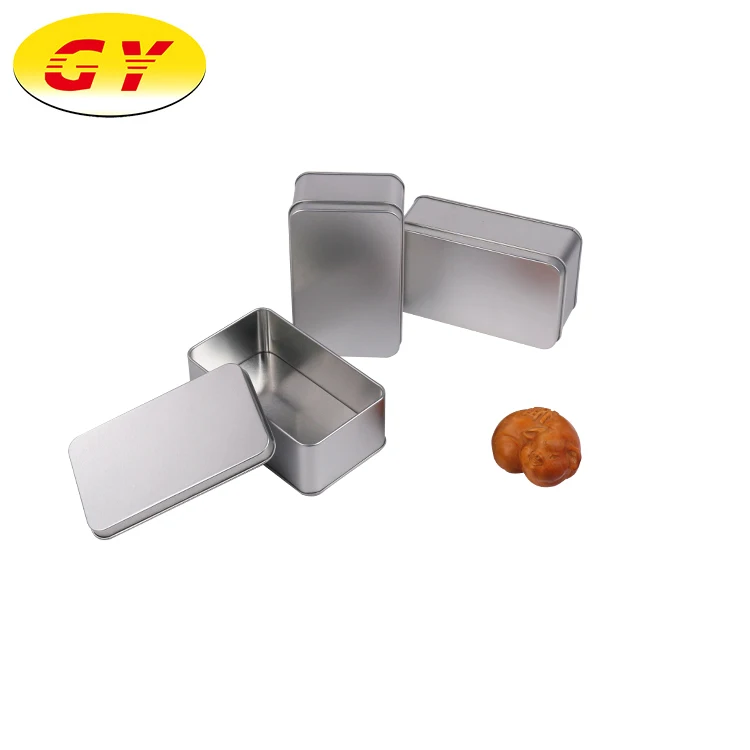 Customized personalized silver metal tin can square container box