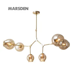 MARSDEN high lumen lobby room suspension glass iron loft pendant lamp