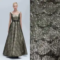 Fashion custom design silver metallic brocade jacquard cloth fabric