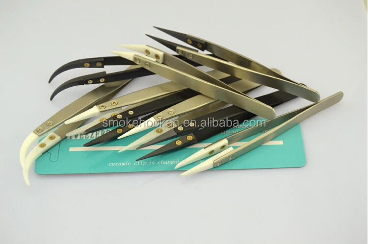 2015 wholesale Coil Building Tool Ceramic Tweezer with Repairable tips ceramic tweezers black blunt tips available