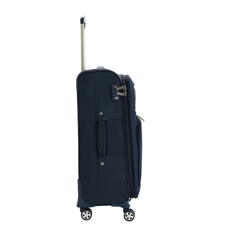 Blue color nylon fabric 3 pcs 20 24 28 inch soft handle travel style luggage trolley bag set with four wheels