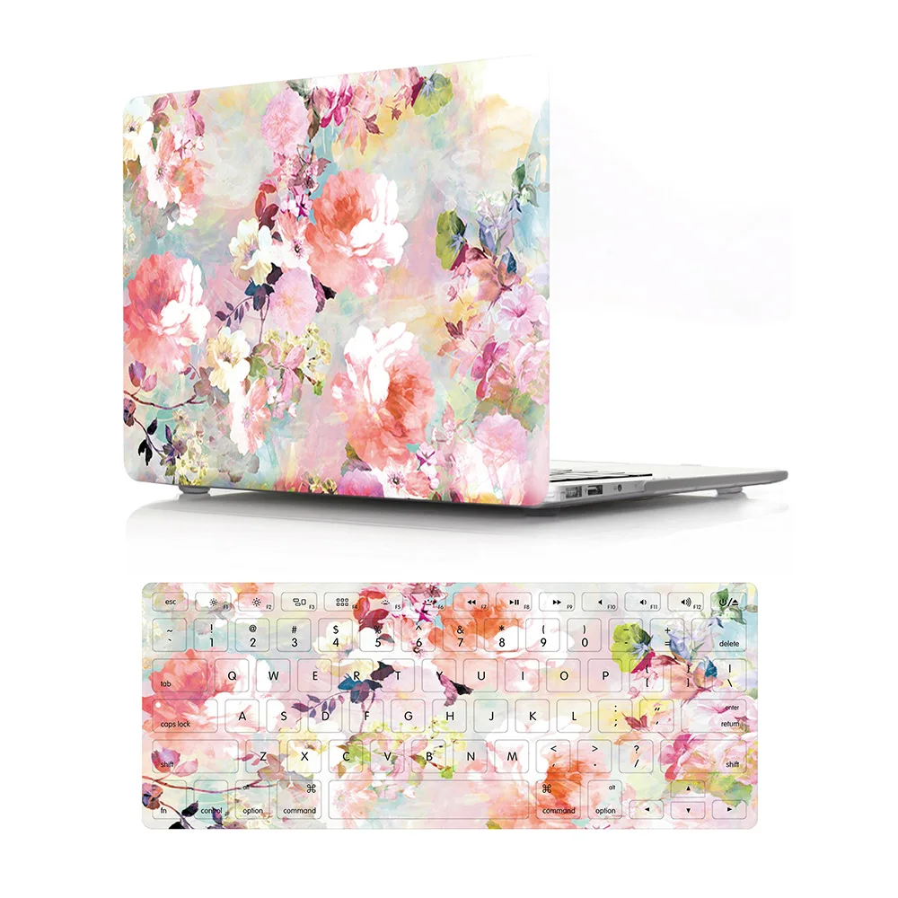 2 In 1Stylish Flower Case Hard  And Keyboard Cover for Mac Pro Air 13 Inch Laptop 12 inch 15 touch M1 A2338 A2337 laptop case