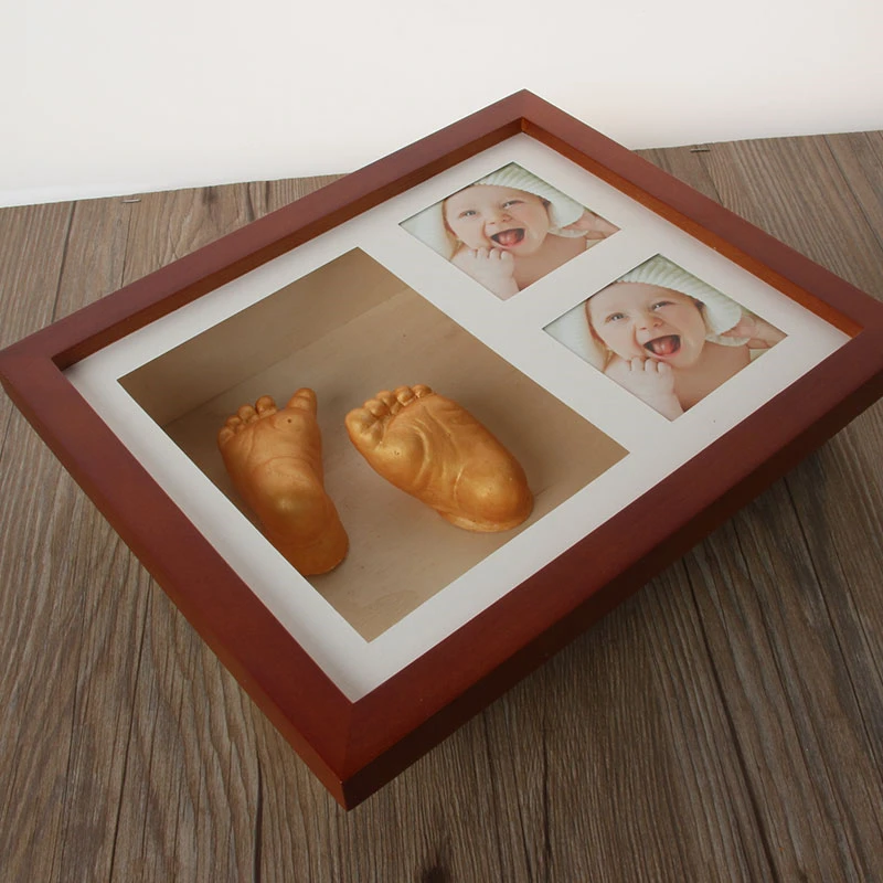 Babi hand and foot prints Photo frame 3D three-dimensional hand and foot model Souvenir diatom salt model Newborn gift