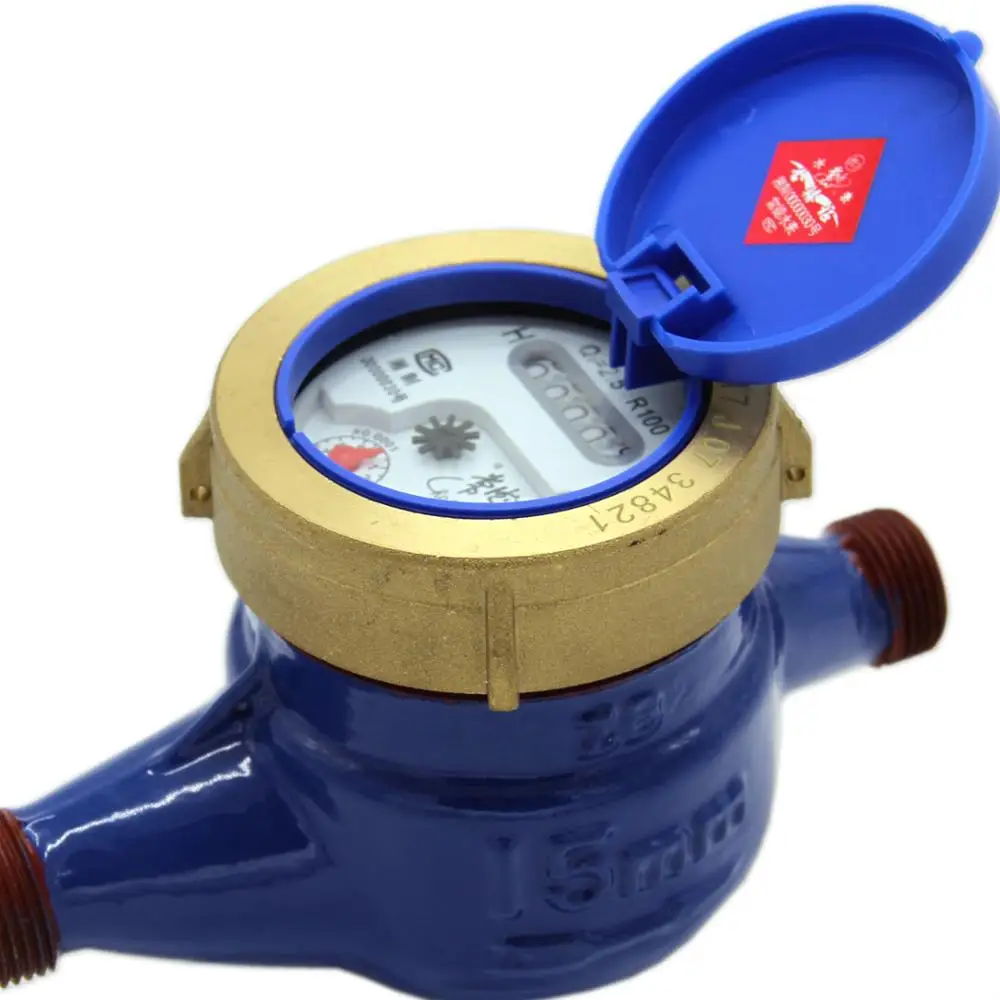 Semi liquid sealed cold water meter DN15 DN20 DN25 DN32 DN40 DN50 DN65 screw connection cast iron or brass body with R80