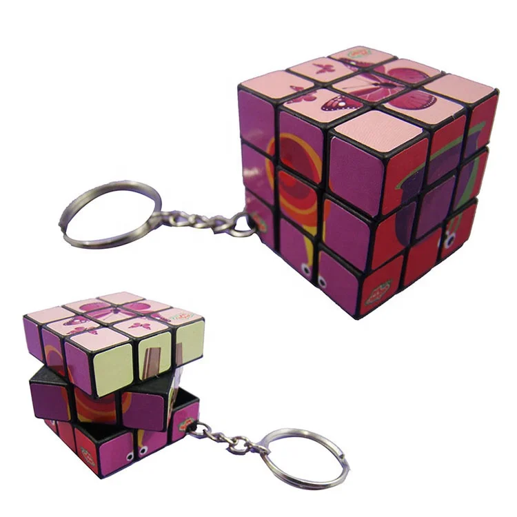 Mini Keyring Cube Puzzle New design toys keyring 3.3cm mini magic cubes with customized logo