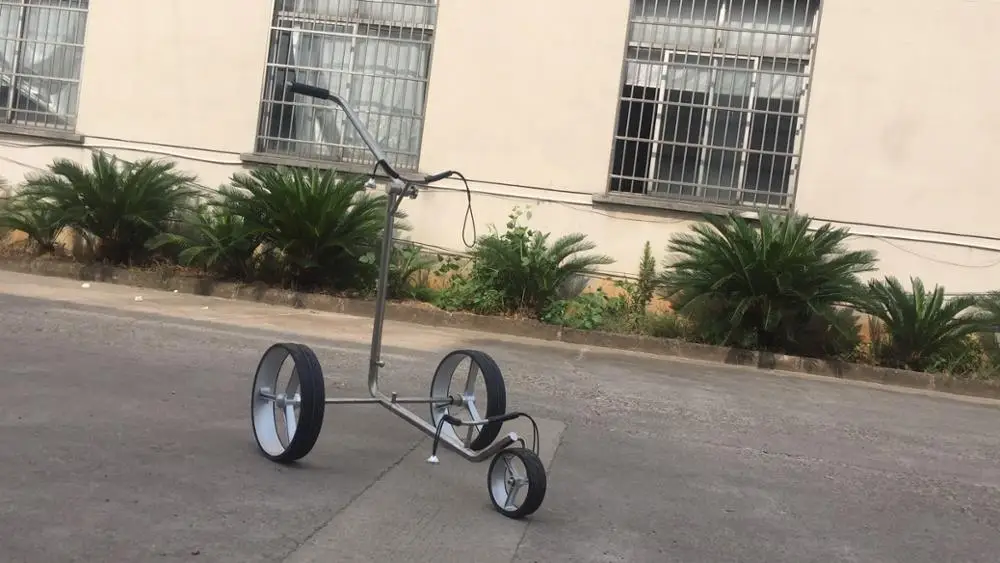 titanium or stainless steel push trolley pull three wheel golf caddy