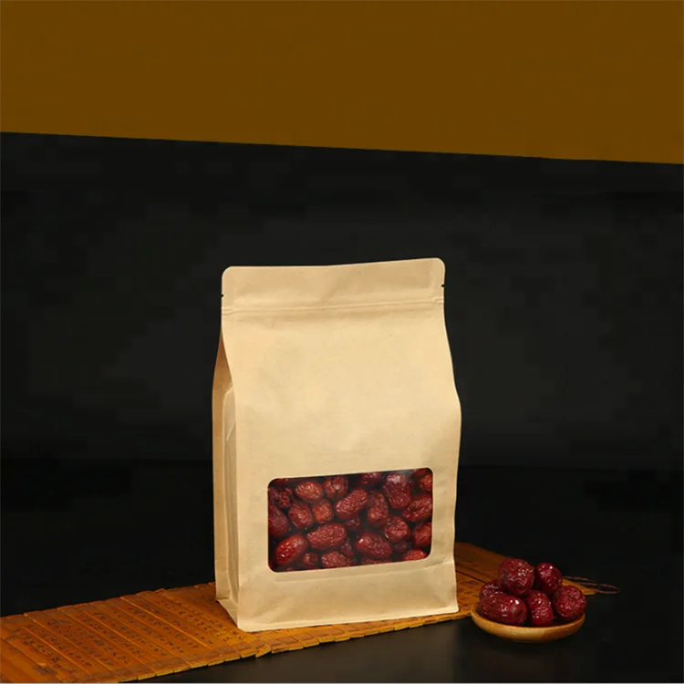 Wholesale logo customized coffee packaging paper bag food paper packaging bags brown kraft paper bag