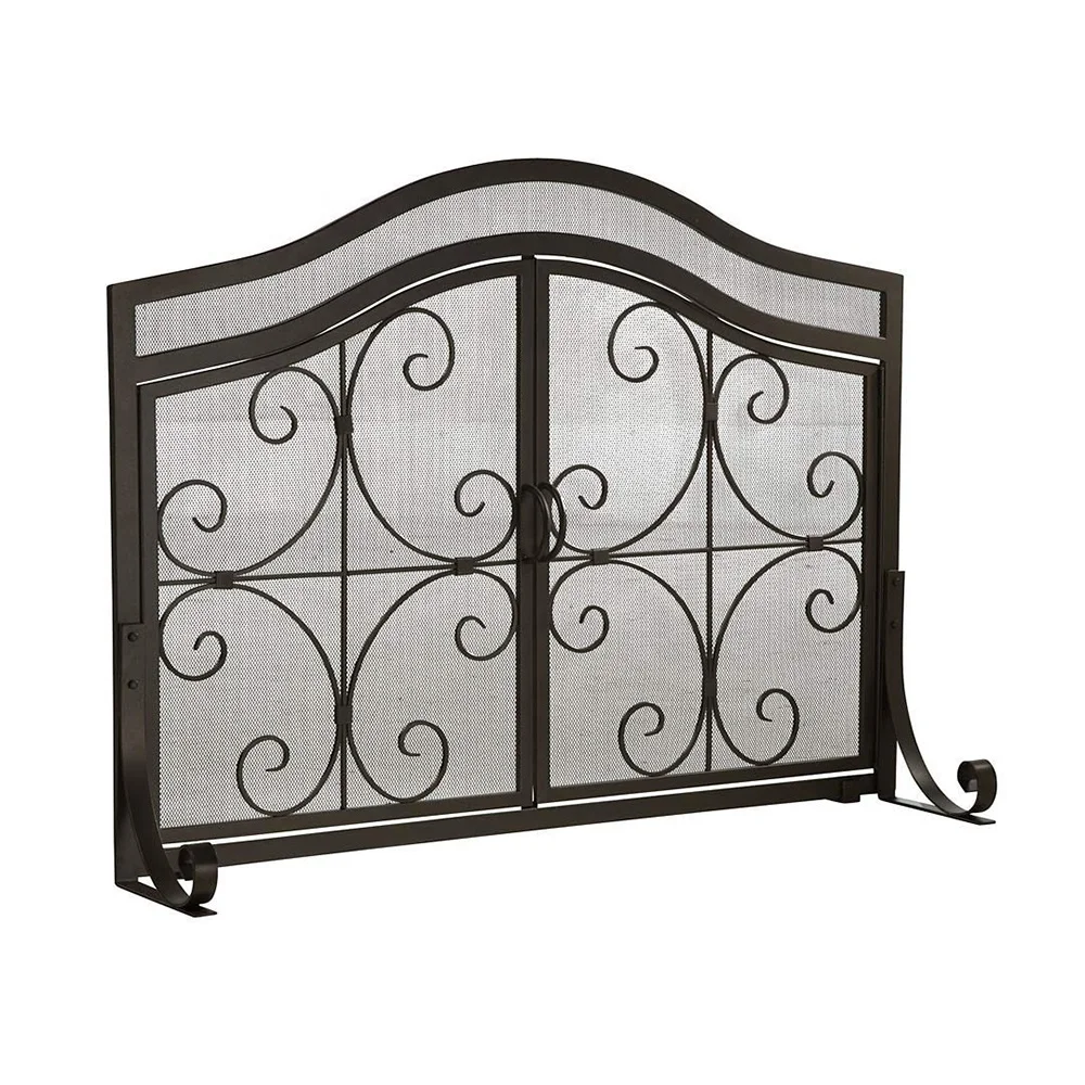 Лидер продаж металлический каминный экран с дверью устойчивый к высоким