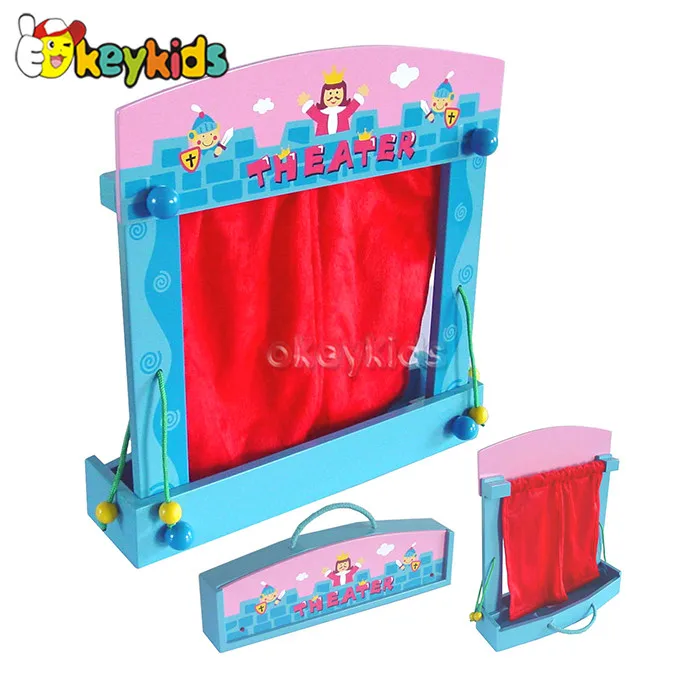2016 wholesale kids wooden toy puppet theatre, funny wooden toy puppet theatre, most popular wooden toy puppet theatre W10D140