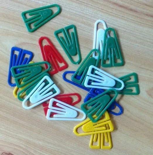 Colorful cheap plastic triangle paper clips ,office stationery wholesale