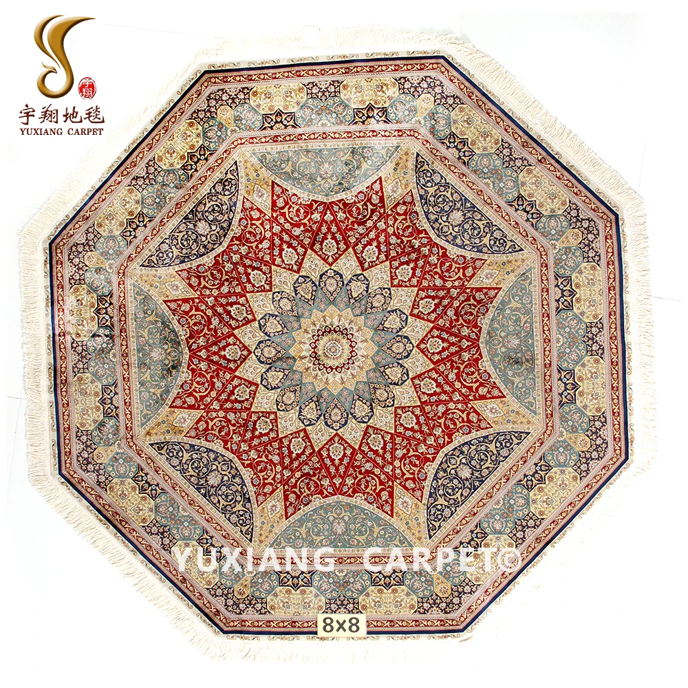 Free Shipping 8x8 feet hexagon Hand knotted carpet including delivery all over the world