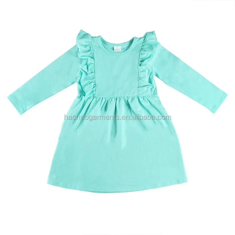 Kids Boutique Clothing Children O-Neck Long Flutter Sleeve A-line Dress Kids Clothes Girl Dress