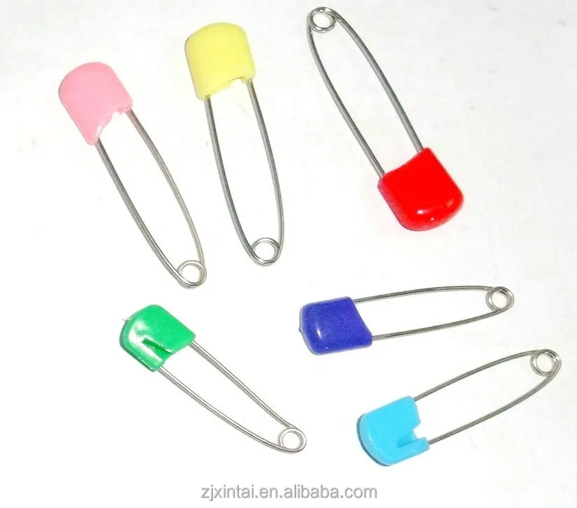 Hot selling safty pins with plastic head for children use
