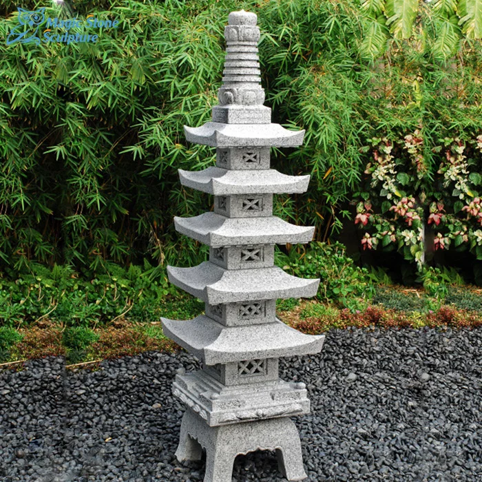 White Decorative Stone Granite Carved Japanese Pagoda Lantern for Yard Garden Park