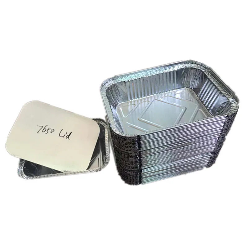 
Heavy Duty Disposable Aluminum Oblong Foil Pans with Lid Covers | 100% Recyclable Tin Food Storage Tray | Extra-Sturdy Container 