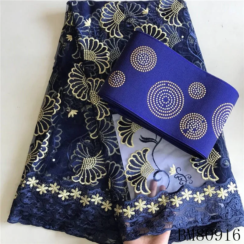 
BM80916 New African Lace Fabric with aso oke a sset Fabrics High Quality French Tulle Lace Fabric For Wedding Lace 