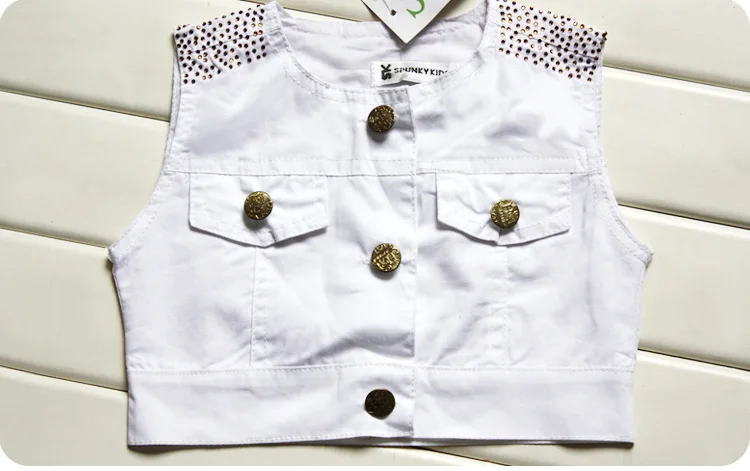 Brand New Girls Clothes Set Fashion Baby Girl Clothing Set Casual Girl Dress With Belt White Sleeveless Coat Kids Clothes