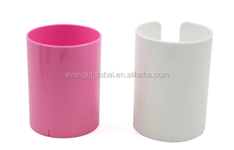 
T0082 Low MOQ High quality Cylinder double wall 2 colors plastic material pen holder / container for promotion event 