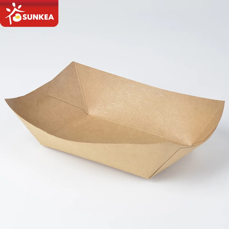 Disposable brown kraft paper boat paper food tray